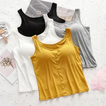 M-3XL For 35-75kg Modal Plus Size Women Camisole Top with Chest Pad Soft Comfortable Tank Tops 1
