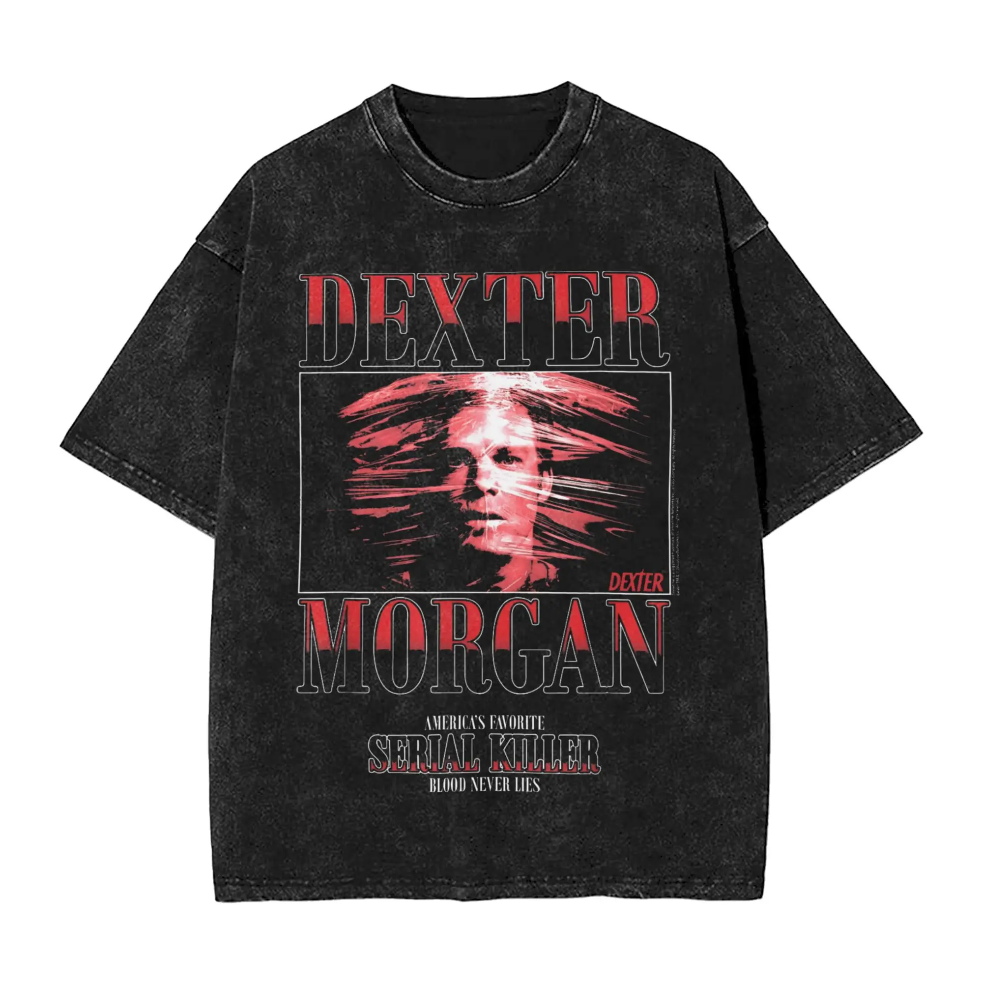 T-shirt Homme Dexter - Motif "Trace De Sang", 100% Coton, Coupe Régulière, Imprimé Qualité éco