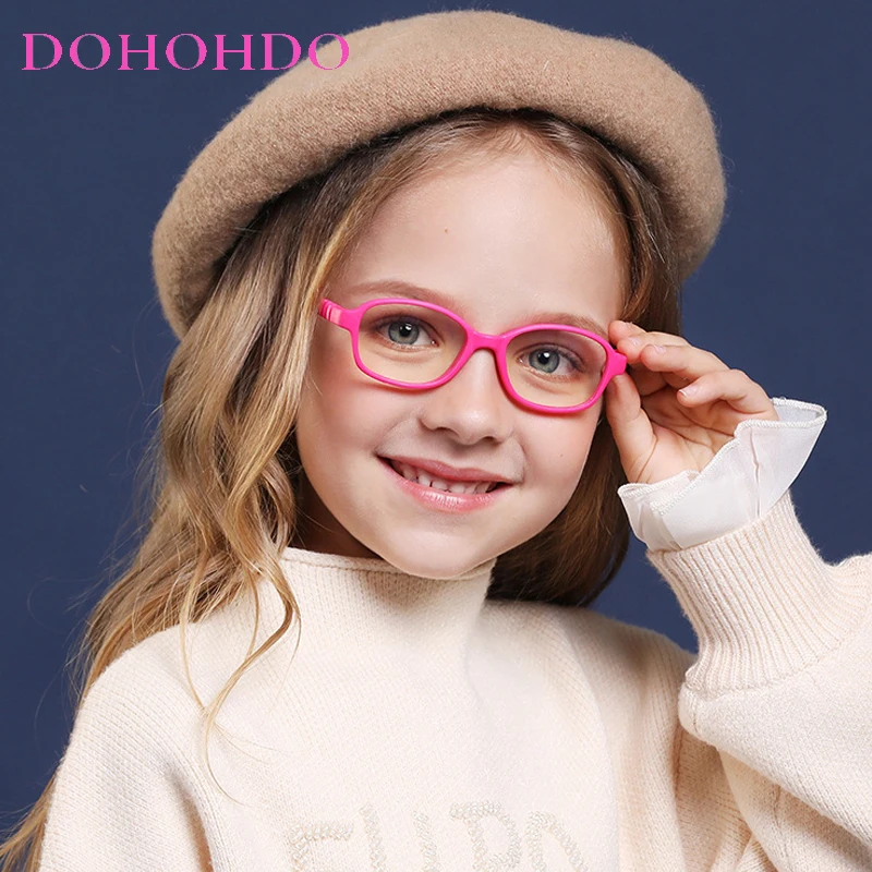 Anti Blue Light Glasses Kids Glasses Frame TR90 Flexible Kids Anti-blue Light Glasses Frame Boys Girls Prescription Glasses Professional Myopic Hyperopia Eyewear With Rope
