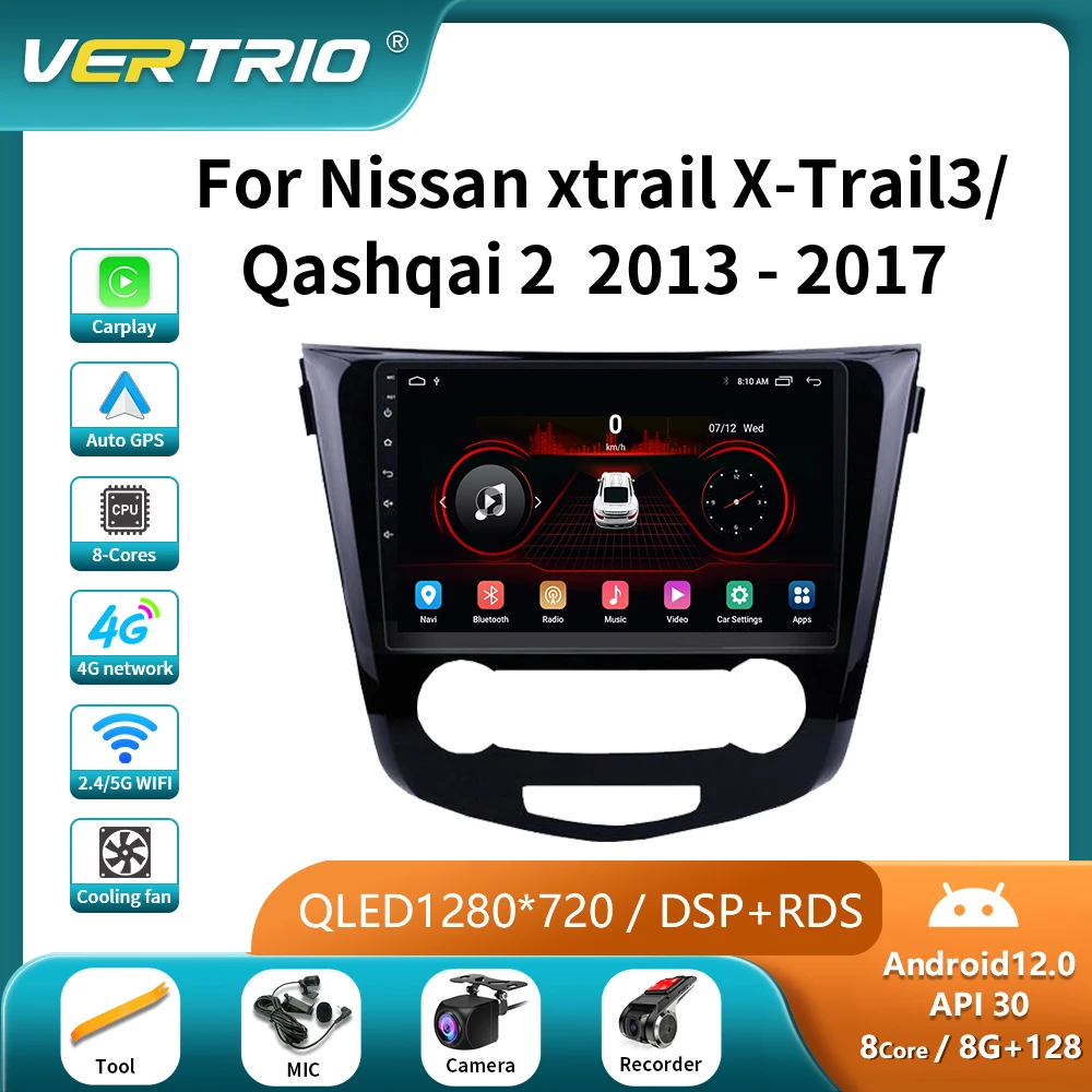 

Car Radio For Nissan X-Trail 3 T32 2013 - 2017 Qashqai 2 J11 Multimedia Video Player Navigation Stereo GPS Android12 No 2Din DVD