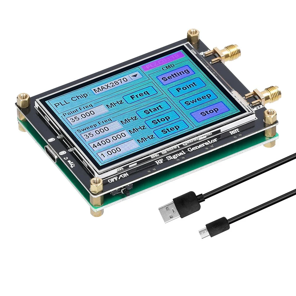 MAX2870 Signal Generator 23.5MHz-6000MHz Frequency Touching Screen Radio Frequency Signal Source PC Software Controls 2