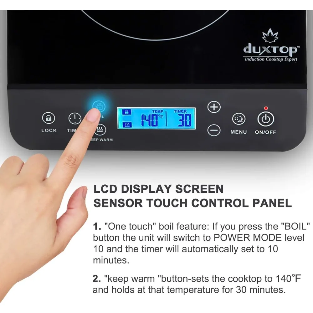 Duxtop Portable Induction Cooktop Countertop Burner Induction Hot Plate With LCD Sensor Touch 1800 Watts 9610LS BT-200DZ