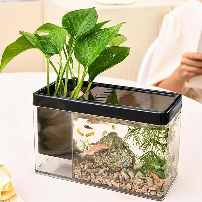 Aquarium Mini Fish Tank Aquarium Fish Desktop Box landscape creative small tropical fish tank Desktop Bowl Organizer