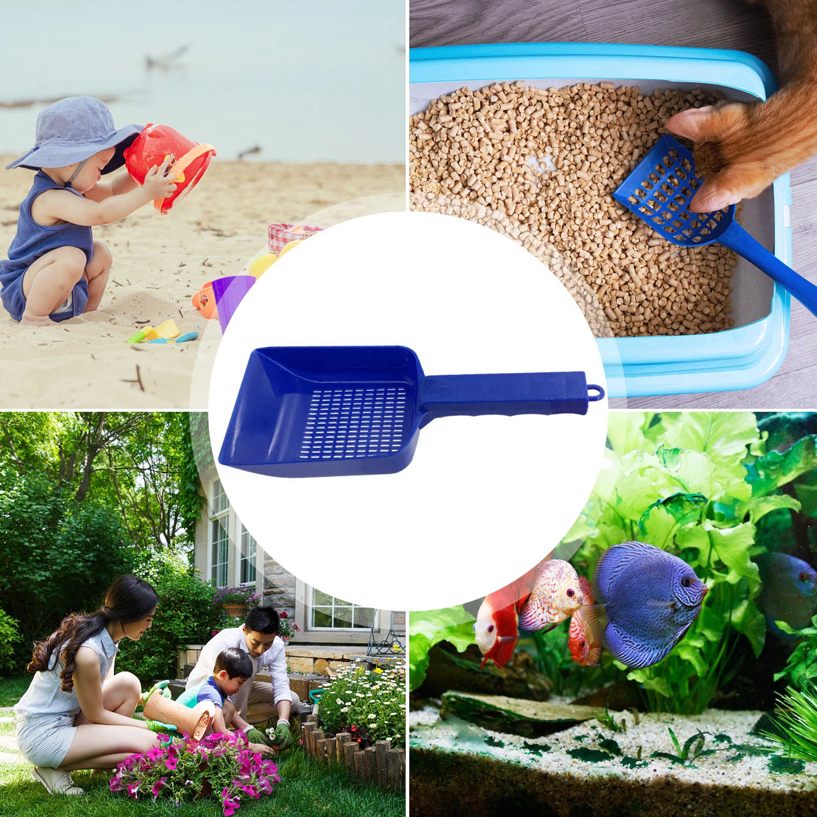 Aquarium Shovel Cat Litter Scoop Gravel Strainer Fish Tank Sand Scraper Garden Planting Scoop Pan Pet Accessories Cleaning Tools 5