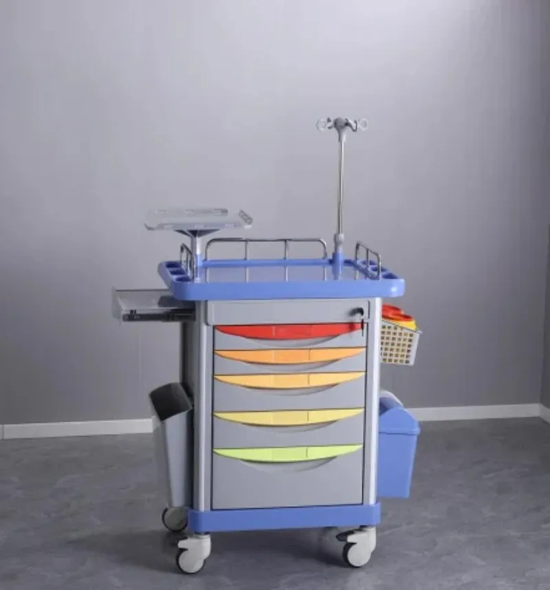 

Cheap Price ABS Hospital Treatment Cart Medical Rescue Emergency Multifunction Medicine Nursing Trolley