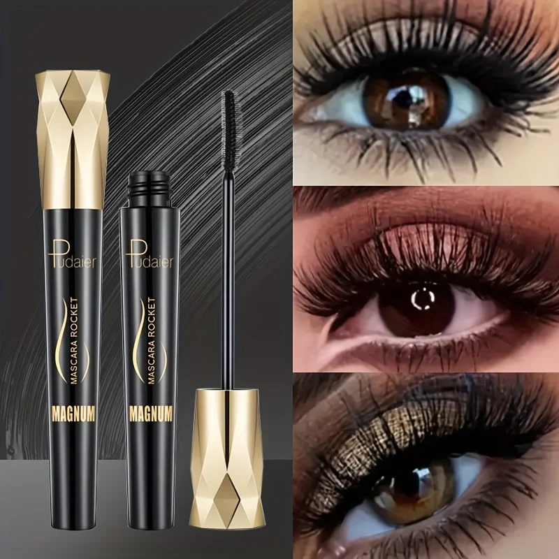 قطعة واحدة من ماسكارا Pudaier Fiber Lash - مقاومة للماء، مقاومة للتلطخ، وصلات سوداء تدوم طويلاً، مظهر طبيعي، بدون تقشير أو متكتل،