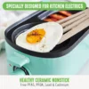 3-in-1 Breakfast Maker Station, Ceramic Nonstick Dual Griddles & Breakfast Sandwiches, 2 Slice Toast Drawer, Turquoise 2
