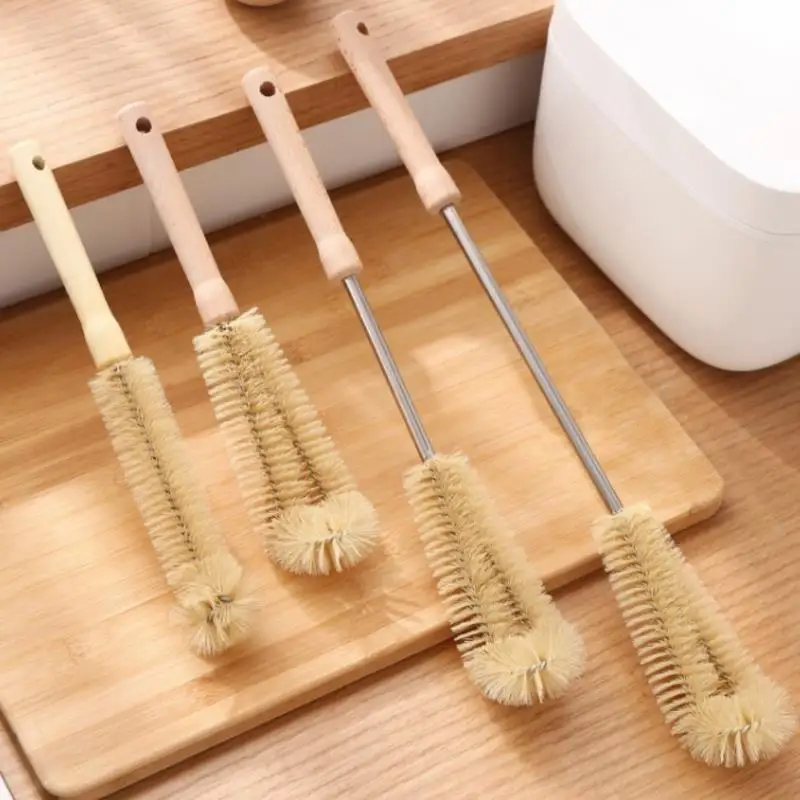 Flaschenreinigungsbürste mit langem Griff aus Holz, Küchenreinigungswerkzeug, Reinigungsbürste für Getränke, Weingläser, Flaschen, Glasbecher_voghion.com