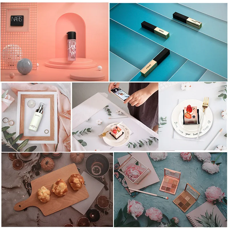 57X42cm Double Sided Photography Background Paper Tabletop Backdrop Cosmetics Product Props Photo Shoot for Food Jewelry |