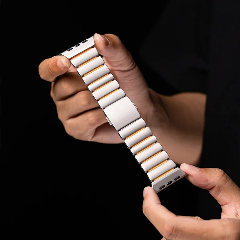 Elegant Titanium Magnetic Band with Silicone Strap