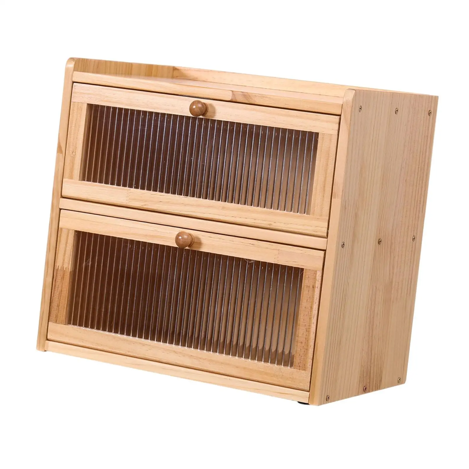Bread Box for Kitchen Countertop 2 Layer Unique Gift with Flip Lid Wooden Storage Container Bread Holder Farmhouse Breadbox