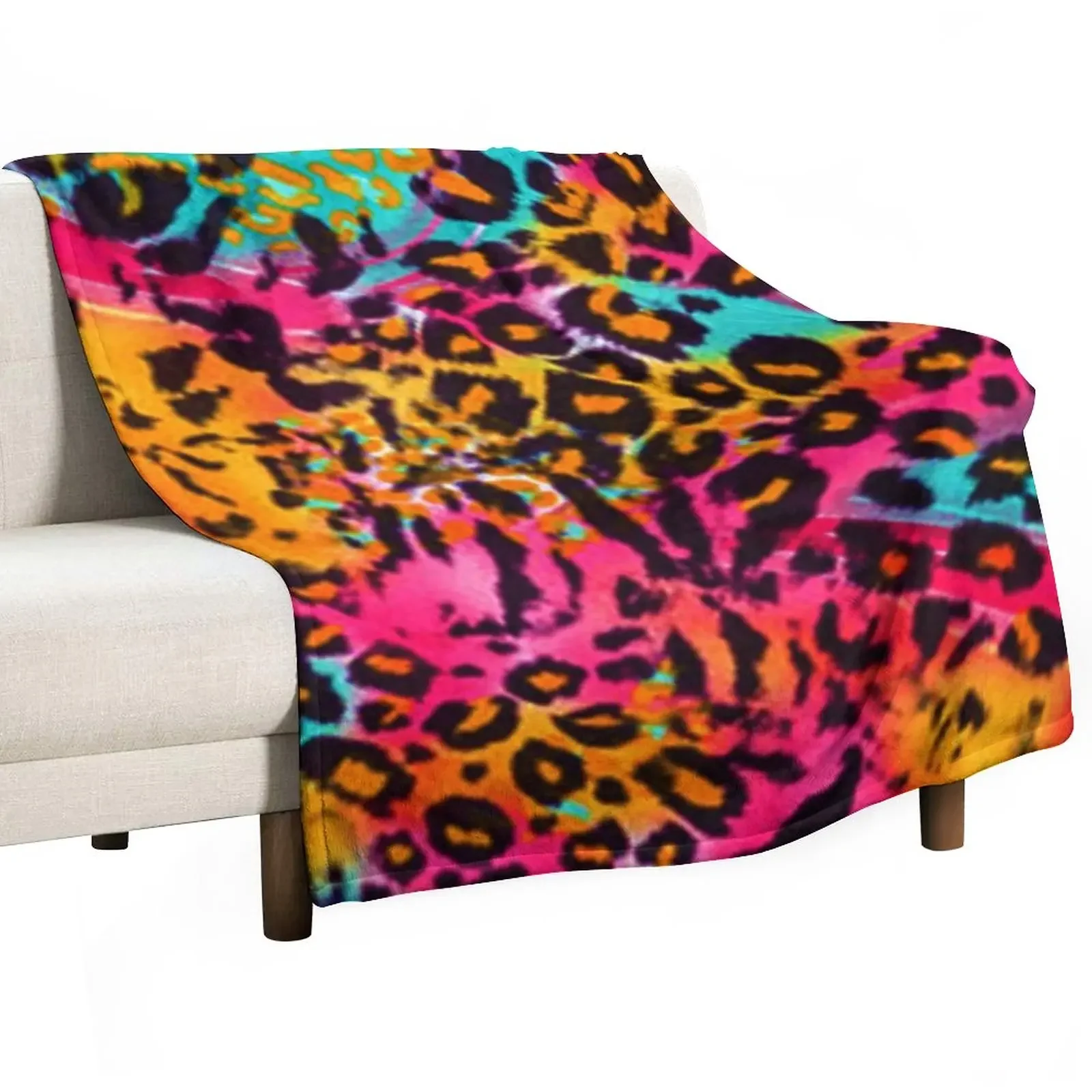 

New Leopard Animal Print in Rainbow Colour Throw Blanket Flannel Stuffeds Blankets