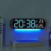 Digital Wall Clock Large LED Screen Temperature Humidity Display Electronic Alarm Clock Creative Home Decoration Remote Control 1