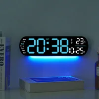Digital Wall Clock Large LED Screen Temperature Humidity Display Electronic Alarm Clock Creative Home Decoration Remote Control 1