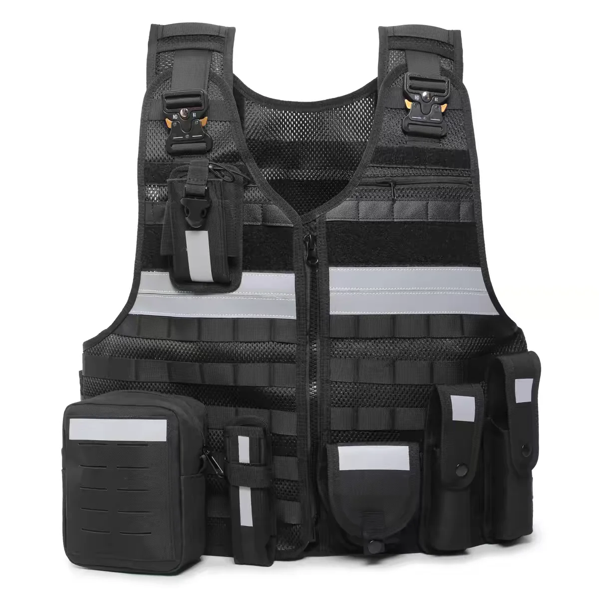 Multifunctional Black Protective Tactical Outdoor Vest Inner Yellow Breathable Comfortable Reflective Quick-release Vest