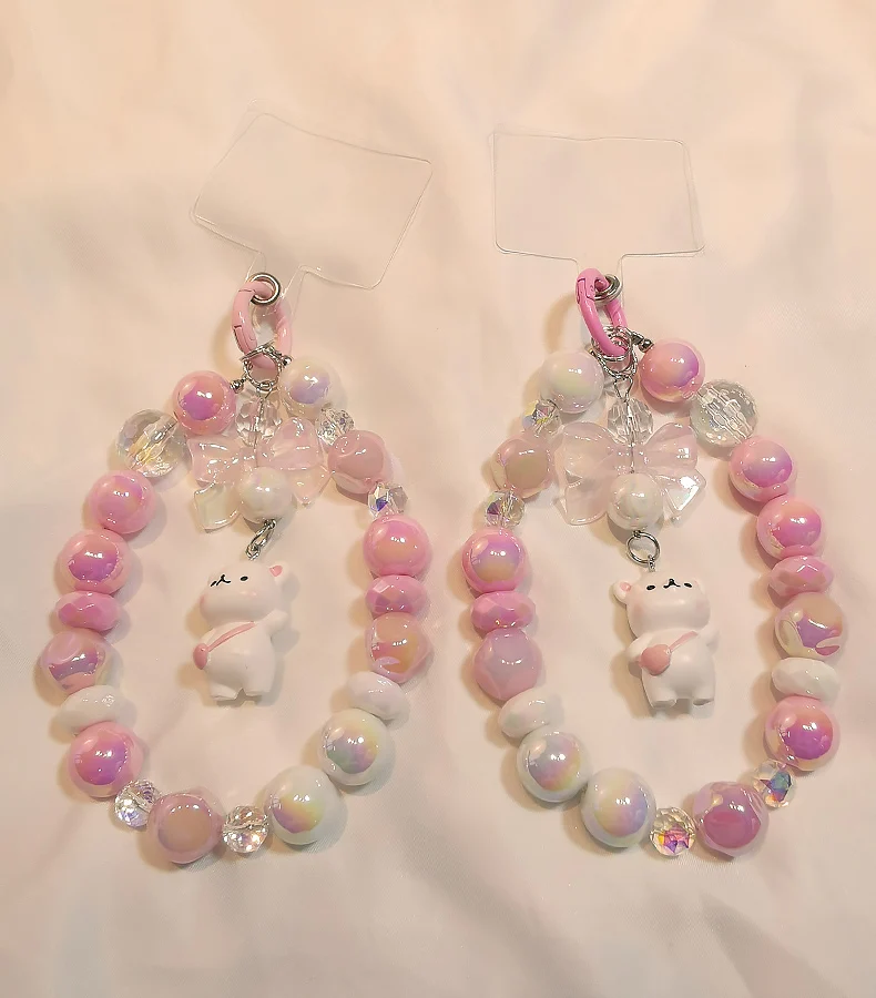 curta, pulseira, Satchel urso boneca pingente, cristal arco cadeia cordão