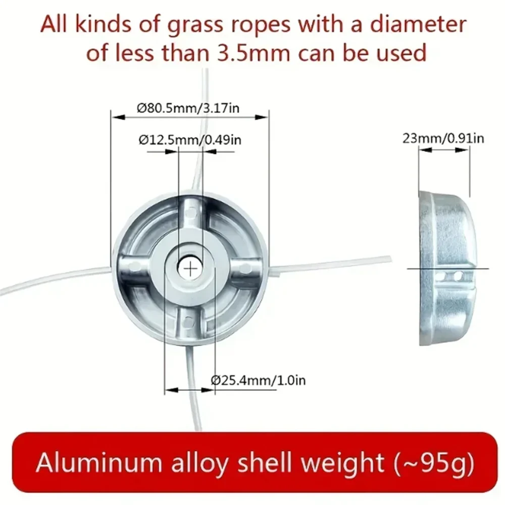 Cabezal Universal de Aleación de Aluminio para Cortacésped y Hilo de Nylon/Acero de Repuesto para Desbrozadora. - Imagen 4