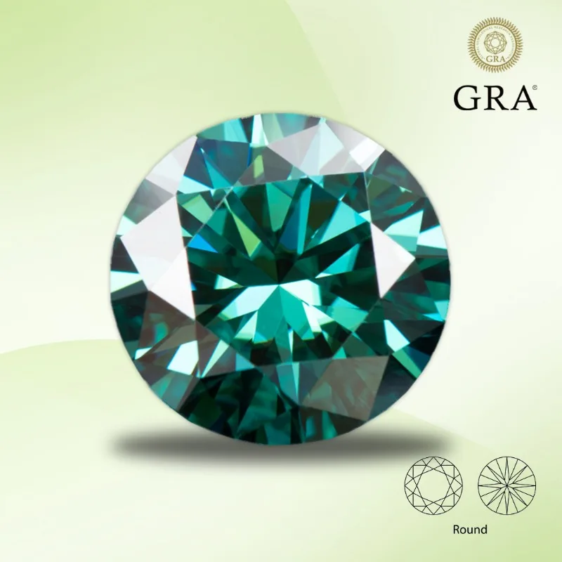 

Moissanite Diamond Primary Color Emerald Green 8 Hearts & Arrows Lab Grown Gemstone for DIY Jewelry Making with GRA Certificate