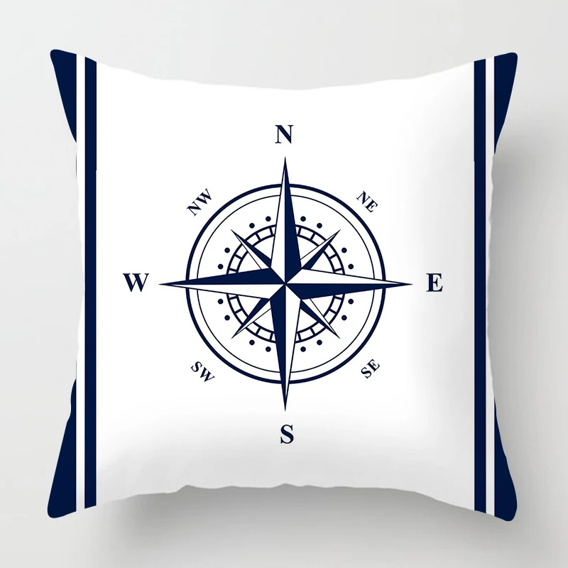 Nordic dark blue nautical series compass pillow cover home decoration sofa decoration cushion cover 45*45 can be customized 2