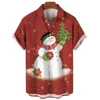 Snowman Christmas Tree Claus Santa Presents Ice Bear Mens Hawaiian Shirt 3d Print Short Sleeved Top Beach Party Clothes Loose 1