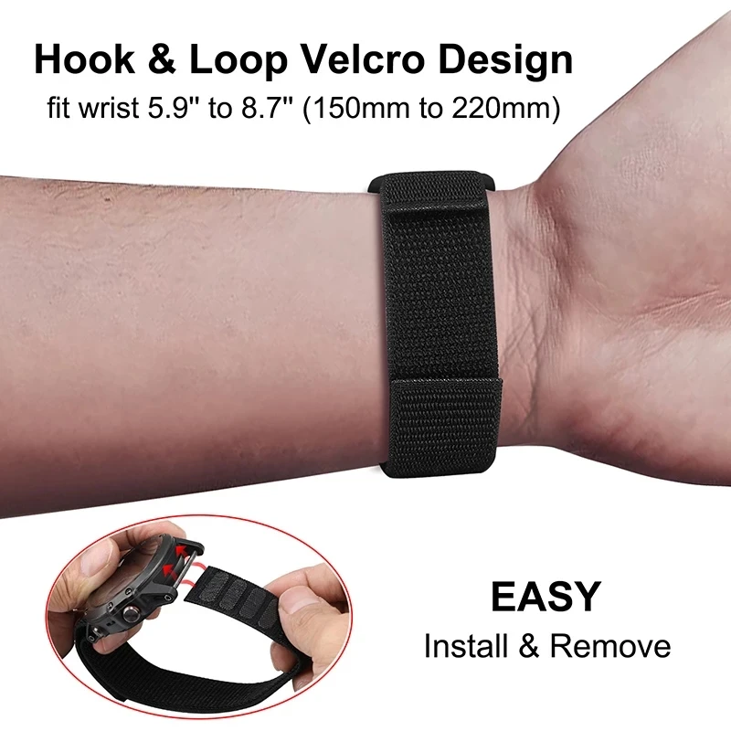 26mm 22mm Hook & Loop Nylon Strap For Garmin Enduro Watch Band Fenix 6 6X Pro 5X Plus/TACTIX DELTA/MK2i/Forerunner 945 Wristband
