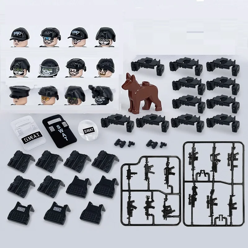 Specia Force Soldiers Armi Militari Moc Swat City Police Mini Action Figures Accessori Brinquedos Building Block Brick Toys