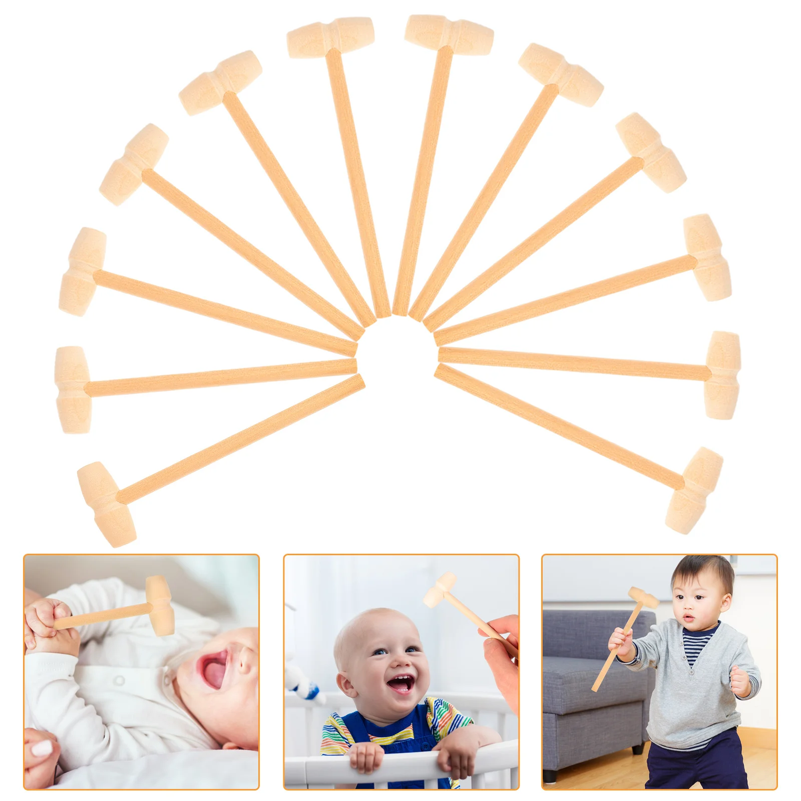 12 Pcs Baby Boy Toys Mini Mallet Wood Hammer Chocolate Funny Gavel Bamboo Toddler 5