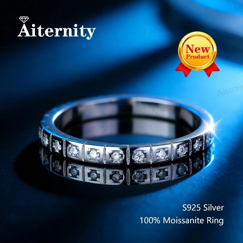 925 Sterling Silver Female Single Tail Ring100% Pass Diamond Tester Pen Moissanite Ring Matching Wedding Diamond Band for Women