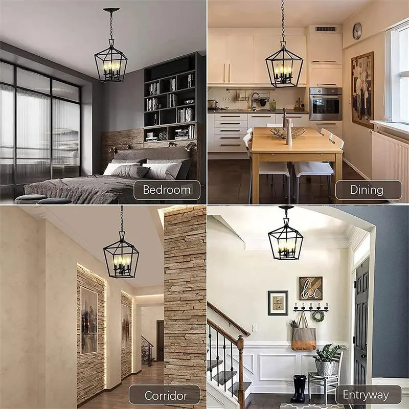 American Farmhouse Restaurant Chandelier Minimalist Retro Creative Kitchen Hallway Corridor Bedroom Light Black Droplight