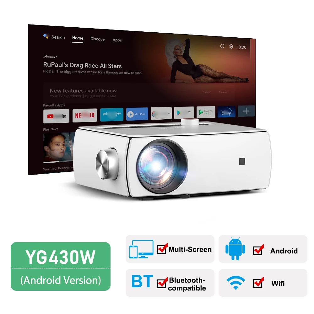 AAO YG430 1920 x 1080P Mini Projector YG431 5G WiFi LED Portable Proyector for 2K 4K Home Theater Smart Movie Video 3D Beamer wifi projector Projectors