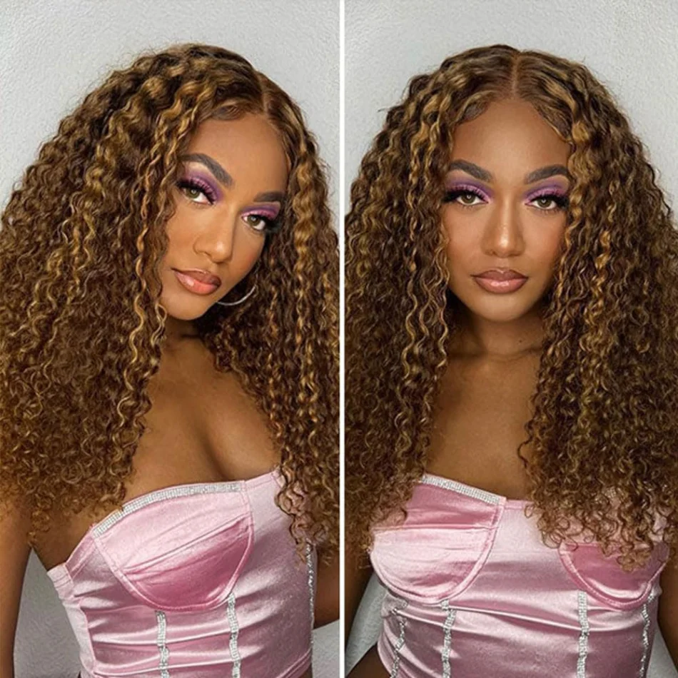Highlight Ombre Bob Wig Human Hair 100% Curly Short 5X5 Hd Lace Closure Wig Honey Blonde Colored Glueless Deep Wave Frontal Wigs