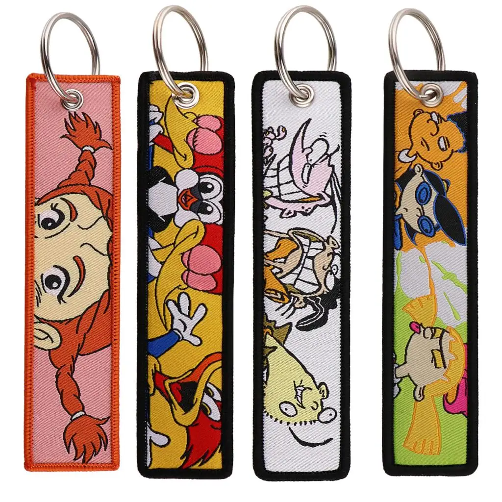 Cute Cartoon Key Tag Embroidered Keychain For Motorcycles