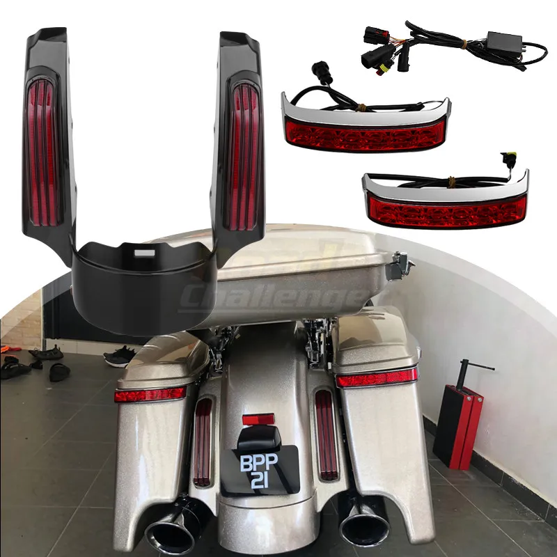 

Motorcycle Rear Fender Extension Fascia LED Turn Signal Running Brake Light For Harley Touring Street Glide Road Glide 14-20