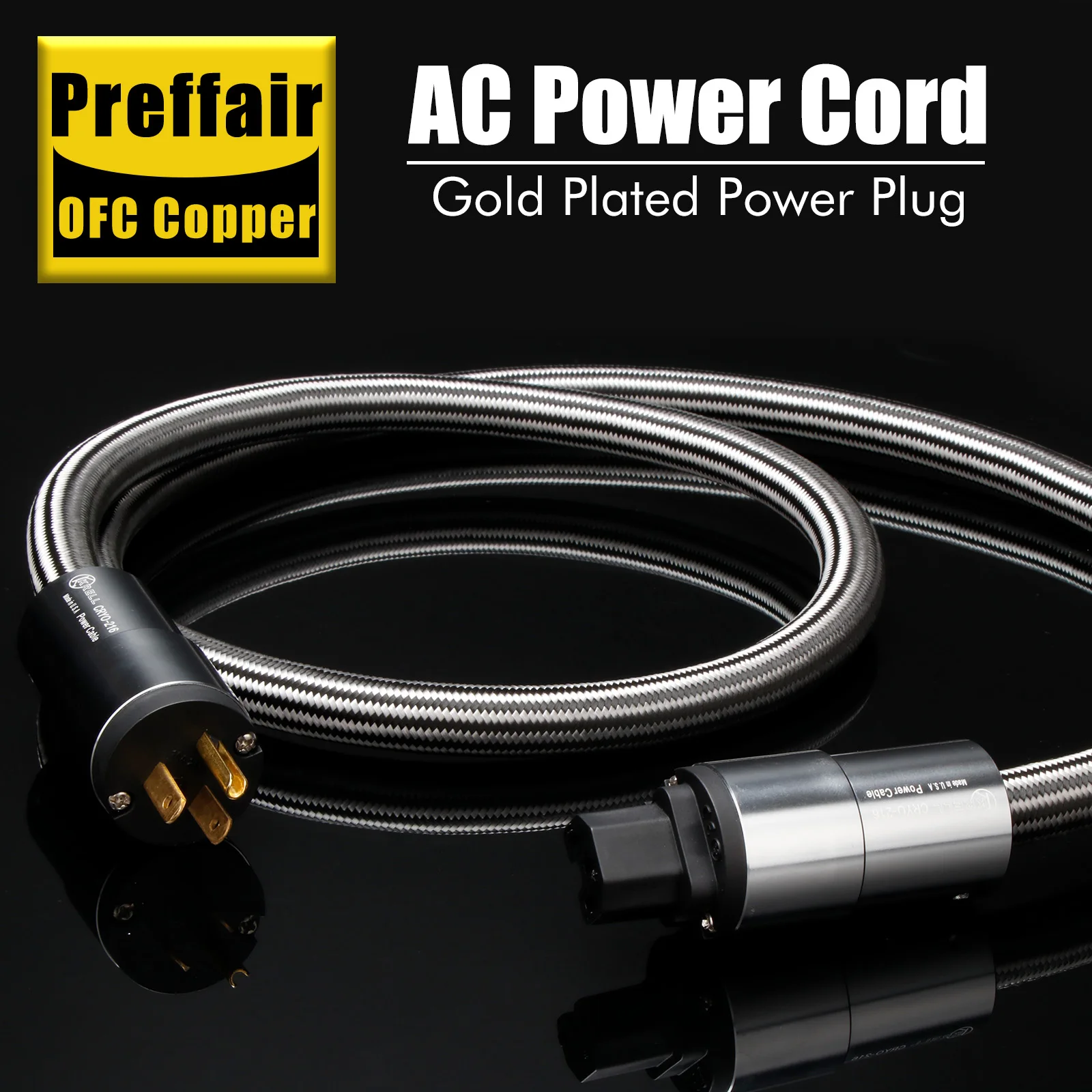 Preffair 12AWG HIFi US/AU/EU/UK AC Power Cord Audio CD Amplifier AMP Standard Power Cables