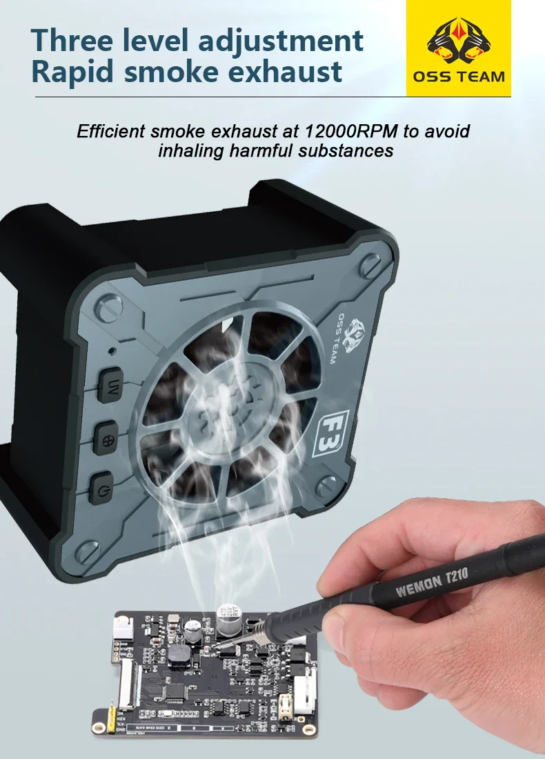 OSS F3 3 in1 Cooling Curing Fan 6W 3-Second Cooling for Phone Repair PCB Welding