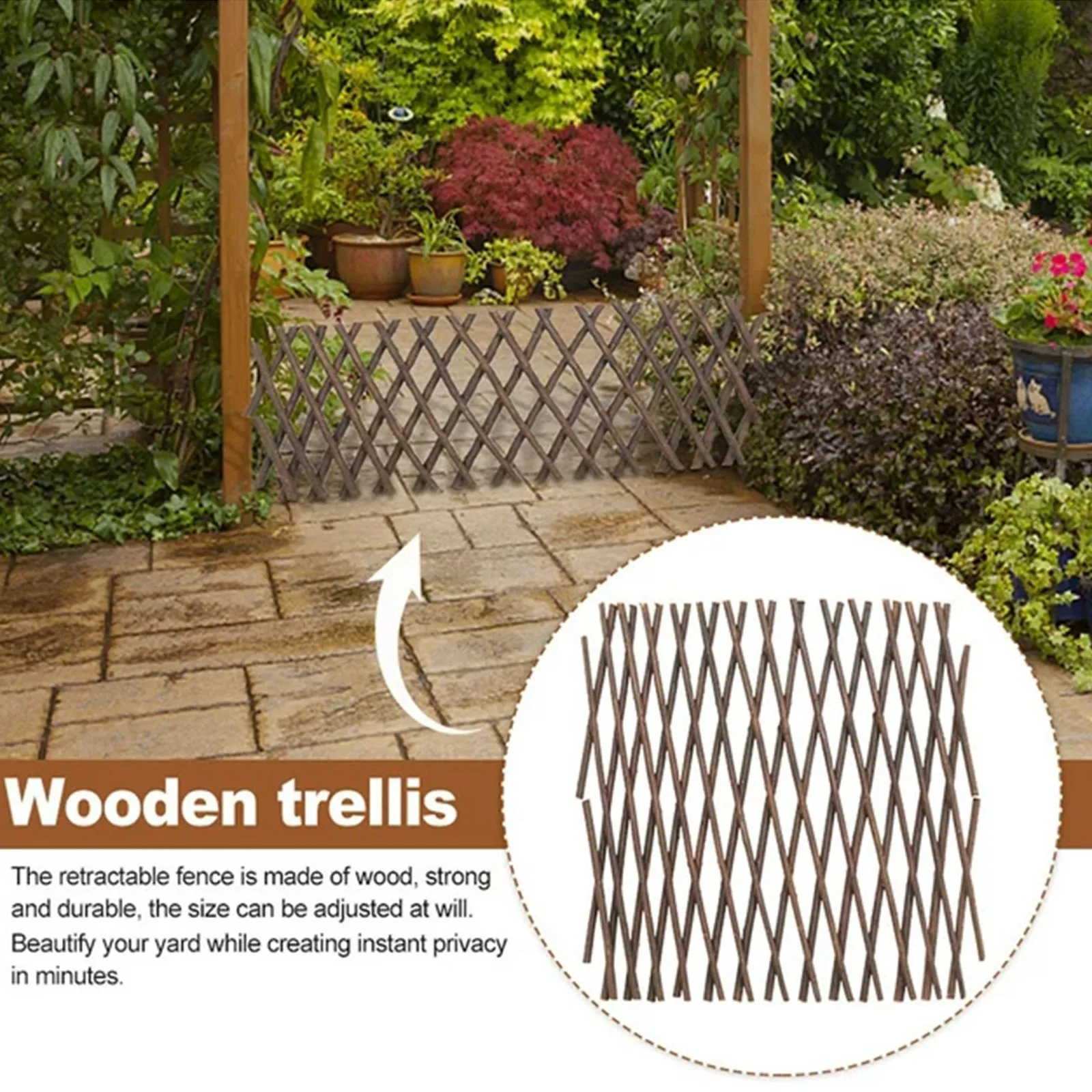 Retractable Artificial Garden Fence Wood Vines Climbing Frame Gardening Plant Fence Vegetable Plant Decor Greenery Walls