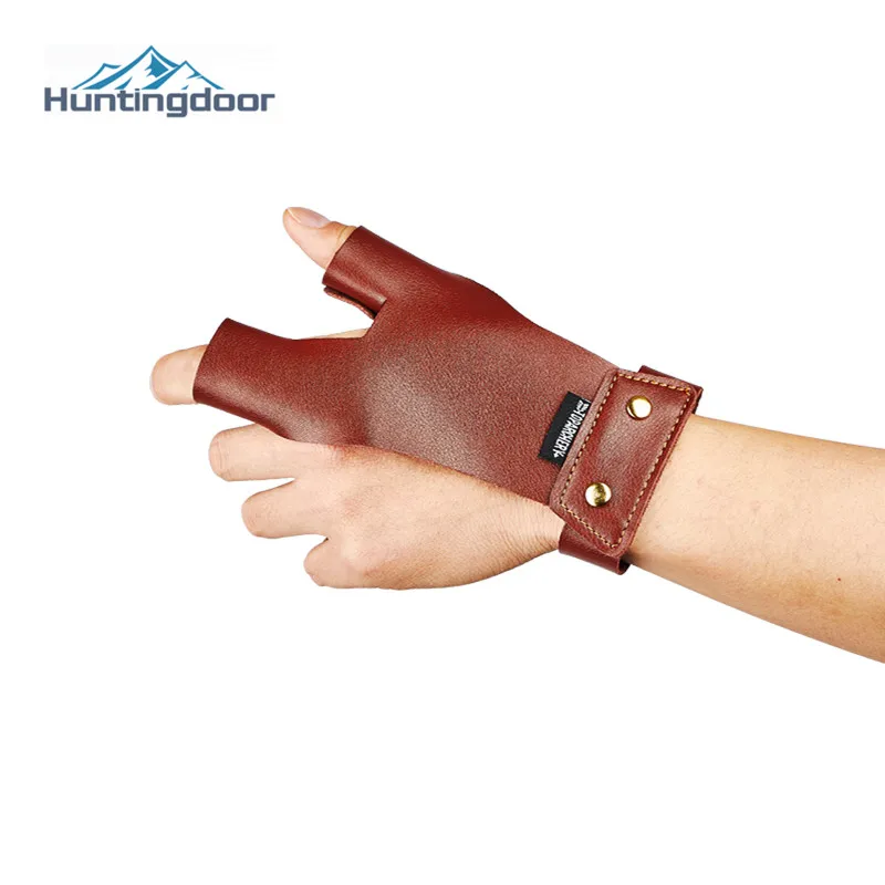 Finger Guard Brown Cowhide Leather Left/Right Hand Thumb Index Fingers For Traditional Bow Arrow Hunting Shooting finger guard