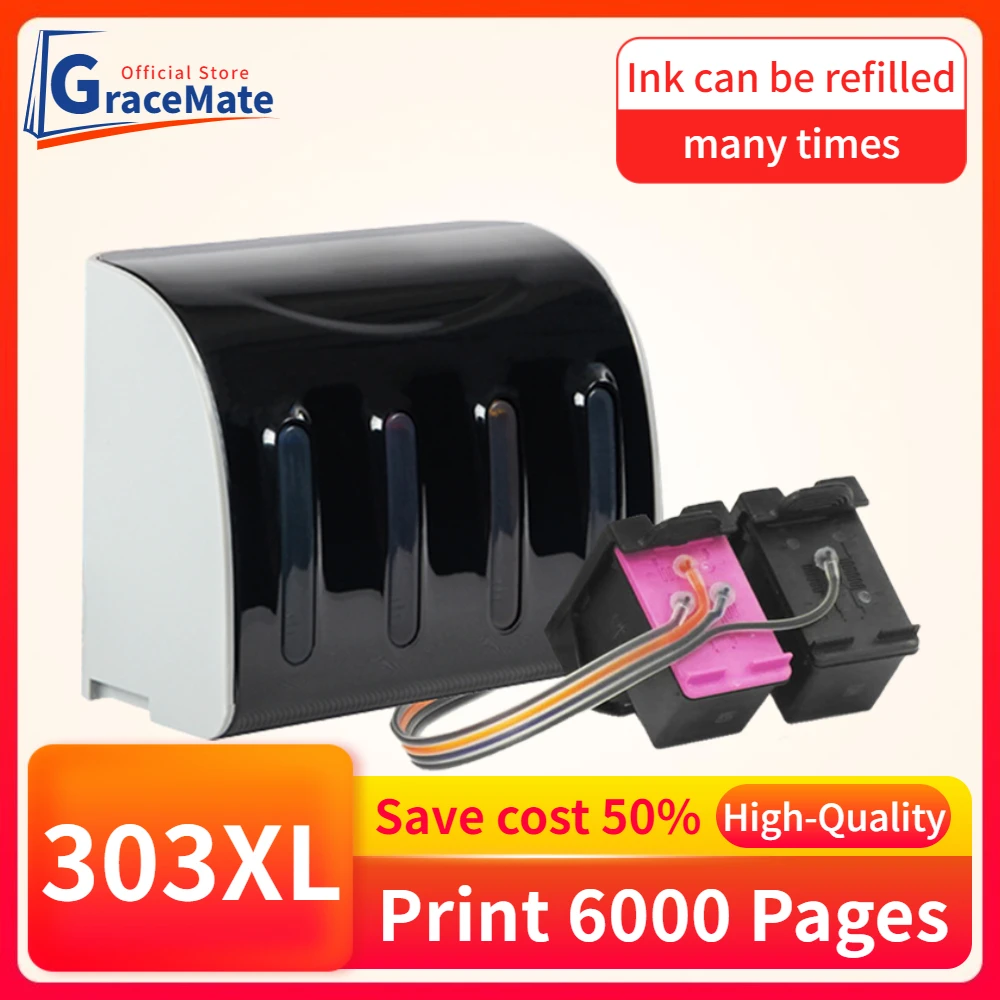 303Xl Cartuccia D'Inchiostro Rigenerata Sostituzione Kit Serbatoio Inchiostro Ciss Per Hp 303 Xl Hp303 Per Envy 6220 6230 6234 6255 6258 7120 7130