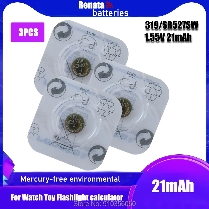 2 X Maxell 319 Pila Batteria Orologio Mercury Free Silver Oxide