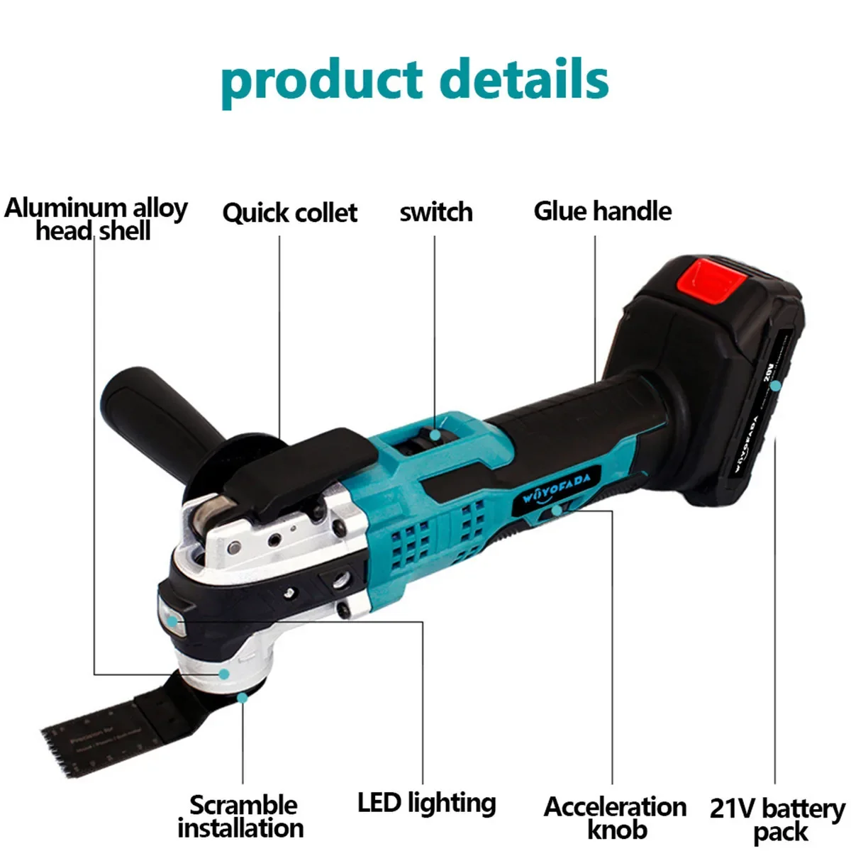 18V Cordless Oscillating Multi Function Tool Electric Saw Trimmer/Shovel/Cutting Machine Woodworking Tool For Makita 18V Battery 4