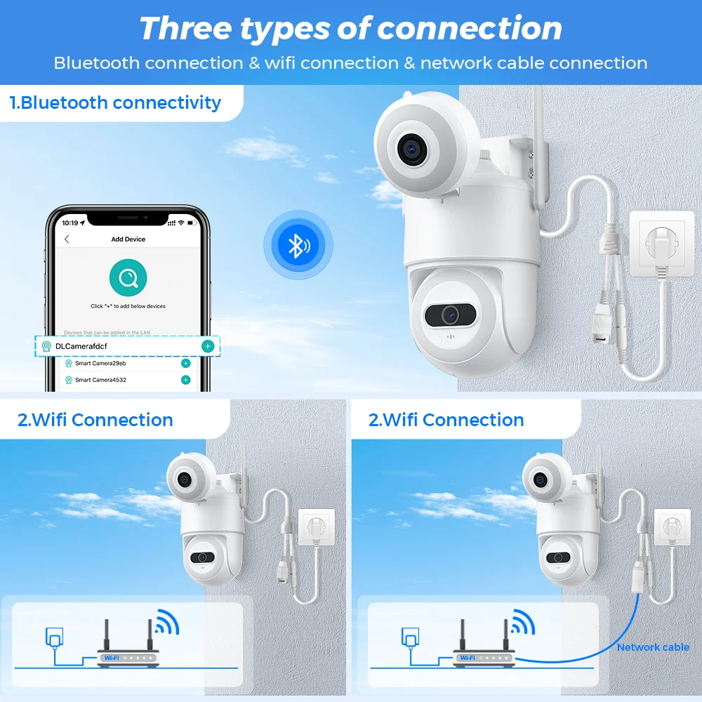 4K 8MP Wifi Camera PTZ Outdoor Dual Screen Human Detection 4MP CCTV Video Survei