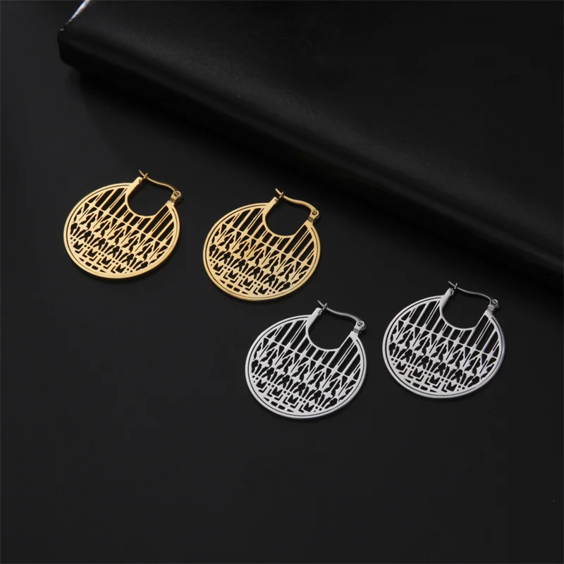 Gothic Witchy Star Edelstahl Ohrringe für Frauen Geometrische Creolen Mädchen Vintage Ästhetischer Schmuck Geschenke 2023 Trend – Detail 7