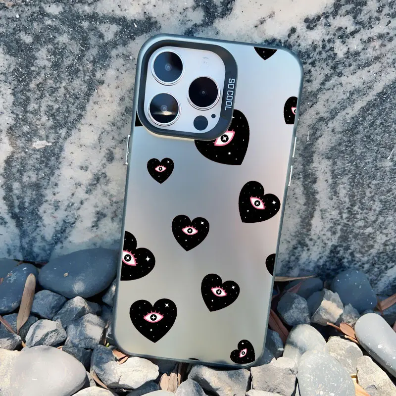 Mehrfarbige Liebesherz-Augen Handyhülle für iPhone 13 Mini 15 14 Plus 17 16 13 11 12 14 15 Pro Max Stoßfeste Laser-Rückabdeckungen – Detail 3