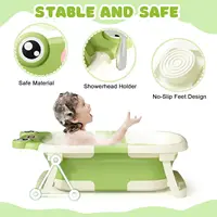 Foldable Baby Bath Tub with Cushion and Thermometer Set