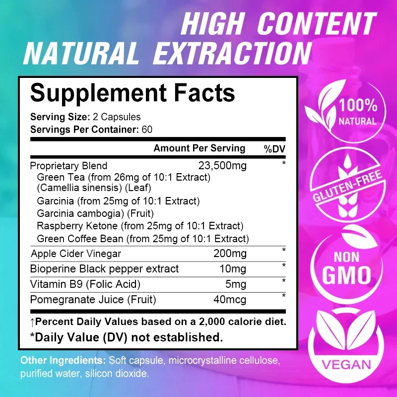 Malic Acid Green Tea Burns Abdominal Fat Muscle Growth Nutrition Accelerates Metabolism-BHB Ketogenic Fat Burning Capsules