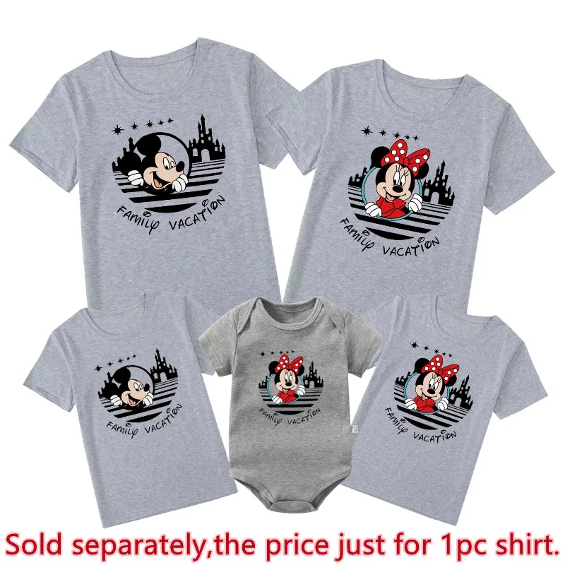 Disney Family Vacation Clothes Mickey Mouse Fashion Disneyland Trip T-shirts Summer Casual Ropa Funny Family Look Outfits 3