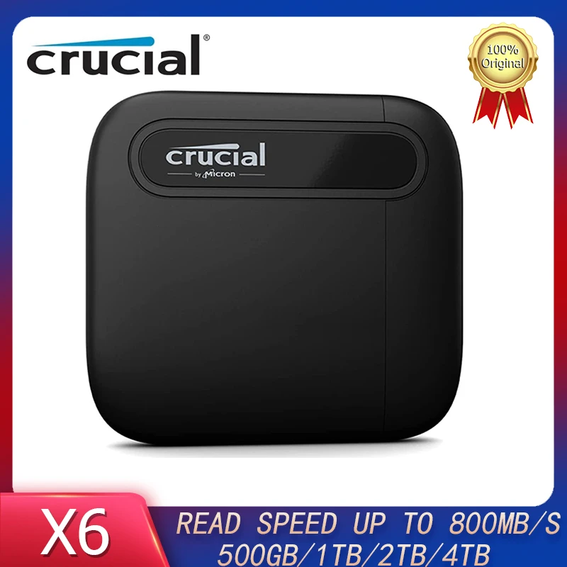  Crucial X6 1TB Portable SSD with USB-A adapter - Up to 800MB/s  - PC and Mac - USB 3.2 External Solid State Drive - CT1000X6SSD9 :  Electronics