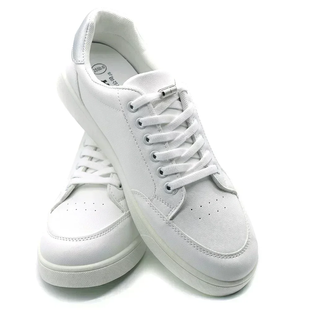 Schnürsenkel ohne Schnürsenkel mit Metallverschluss – flache elastische Schnürsenkel für Turnschuhe für Erwachsene und Kinder, schnell zu tragende Schnürsenkel für den Lazy Day – Detail 7