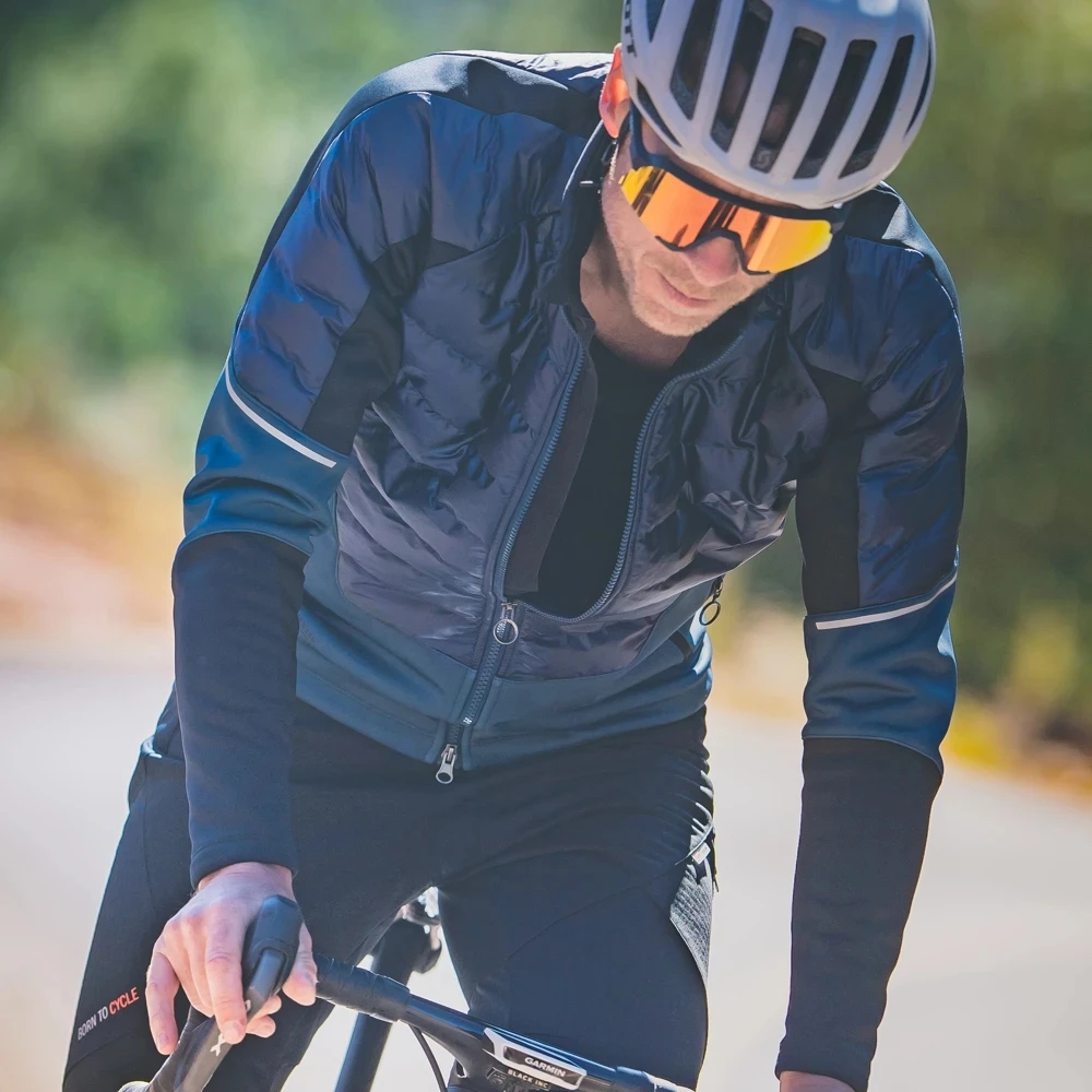 Santic Men's Cycling Jackets Winter Bicycle Windproof Coat Keep Warm Cycling Clothes Cotton Thermal Tops Rainproof M1C01130N