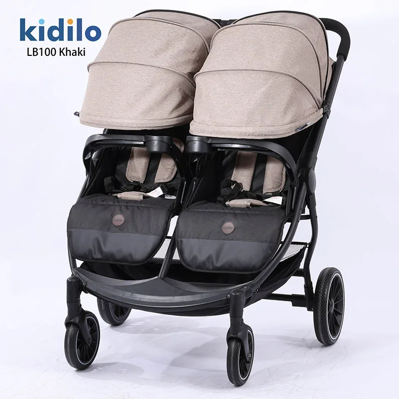Kidilo Twin stroller Sit and lie down Lightweight folding baby Full shed High view stroller Stroller